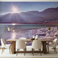 Stunning Dead Sea Sunset wall mural crystal salt landscape.