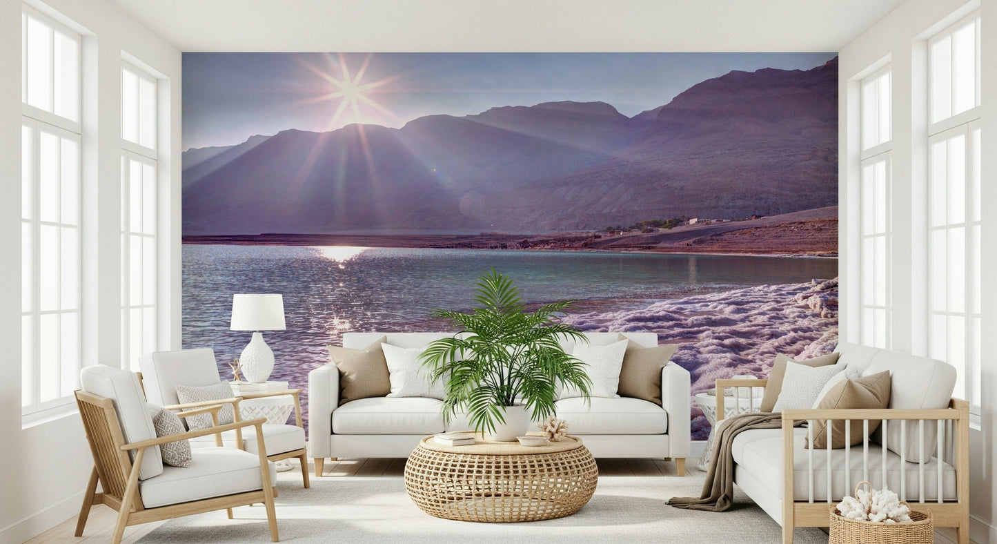 Beautiful Dead Sea Sunset wallpaper home decor solution.