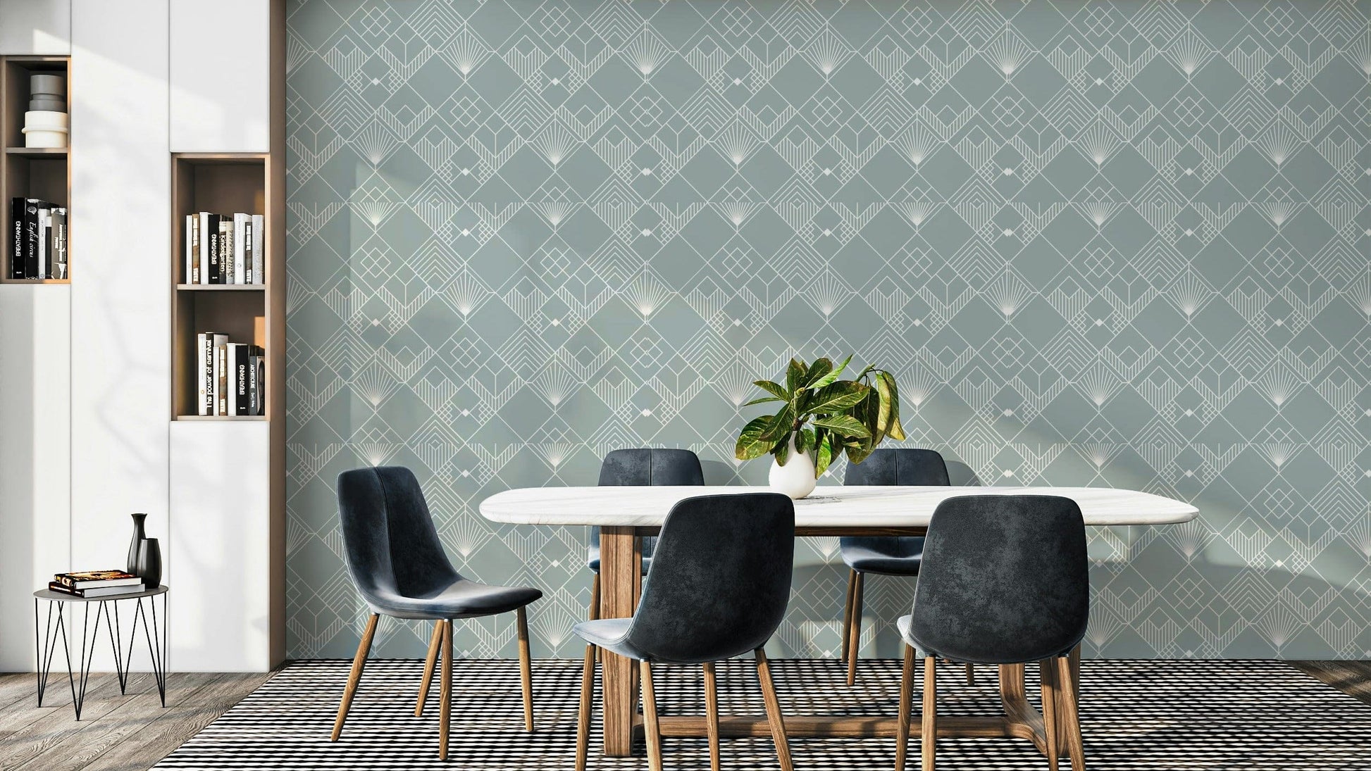 A peaceful wallpaper with a modern, geometric design.

