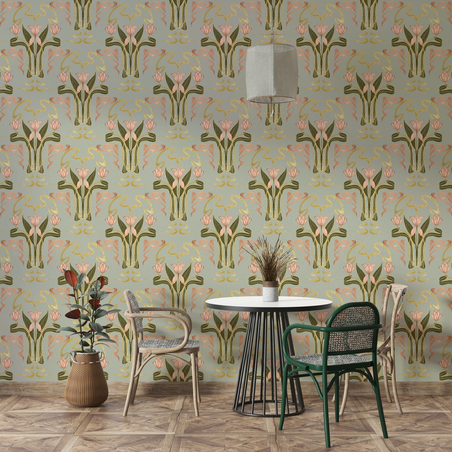 Vintage inspired floral wall mural

