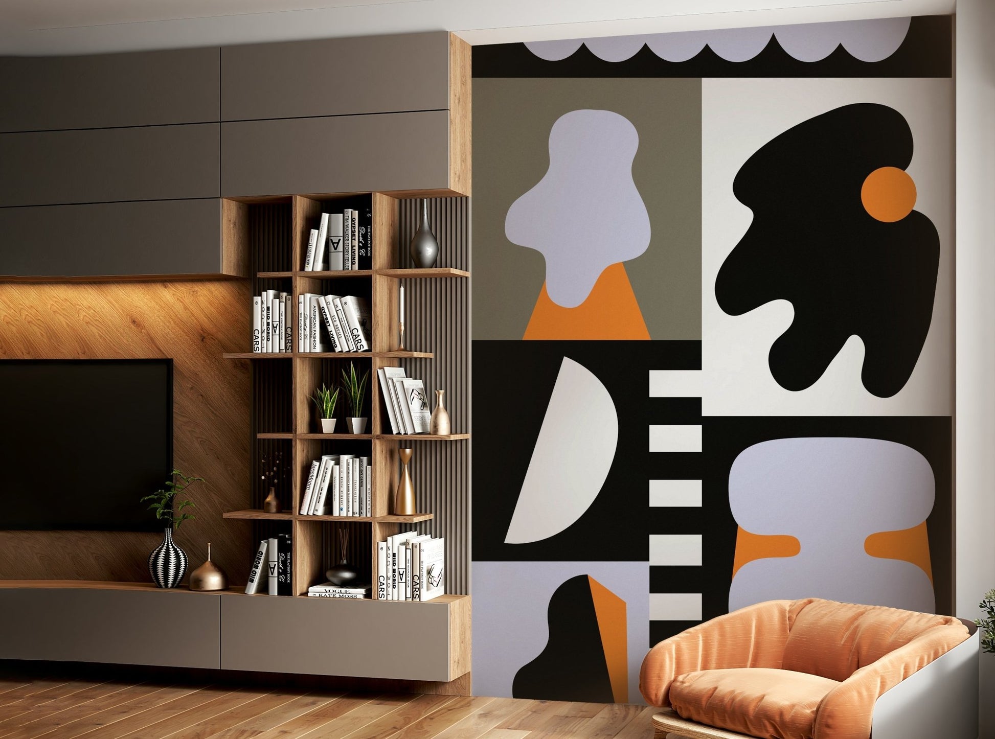 Artistic wallpaper for walls with a minimalist design

