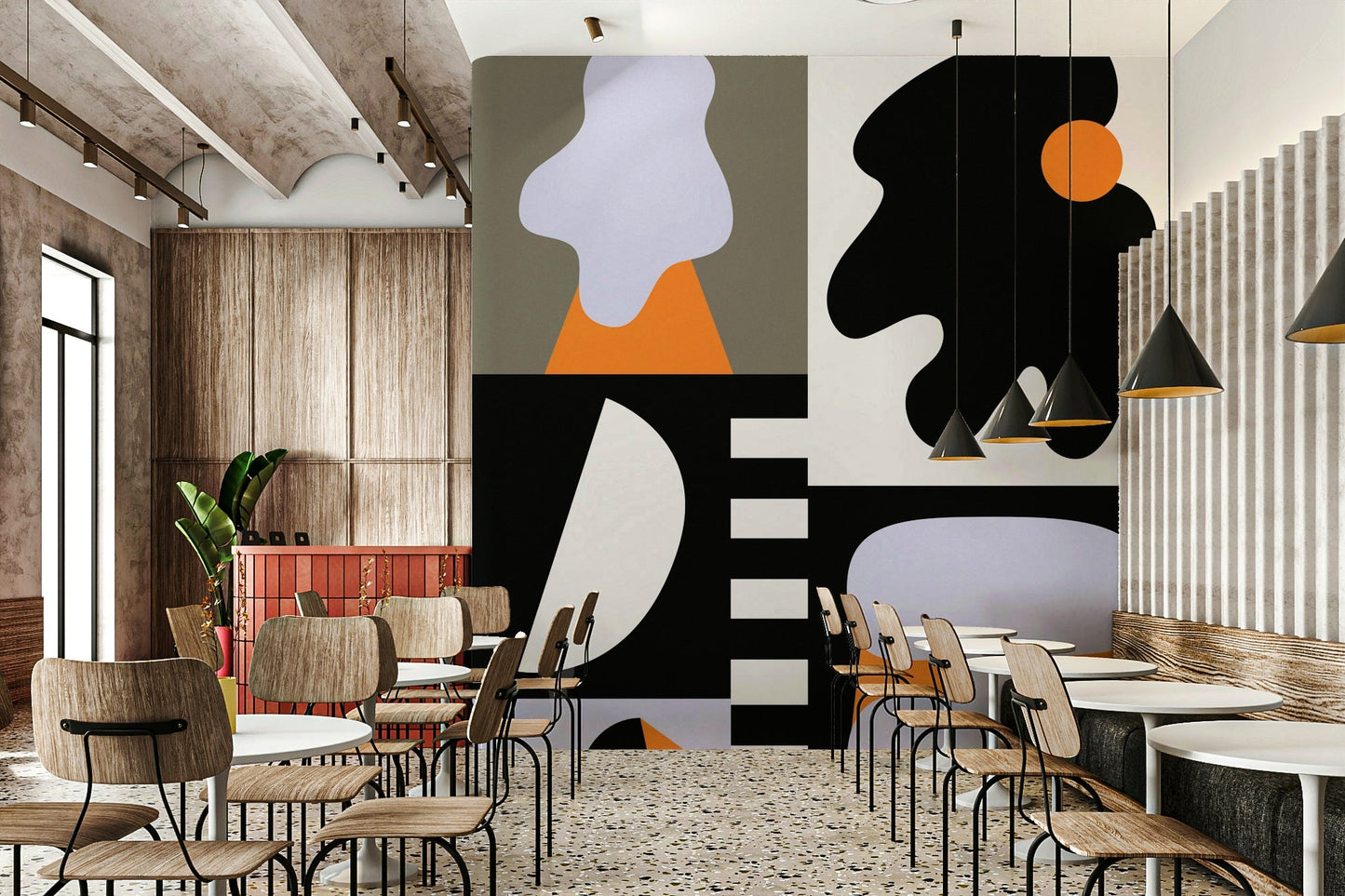 Deconstructed Forms wall mural adding depth to contemporary spaces

