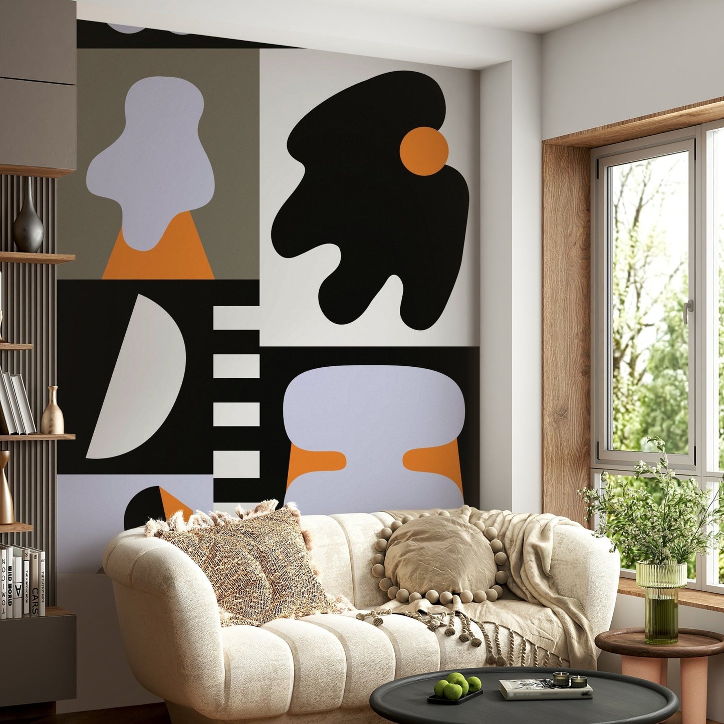 Geometric abstract mural for creative and artistic interiors

