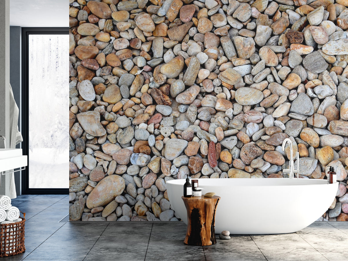 Decorative Pebble Wallpaper | Peel and Stick Stone Mural