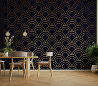 Silhouettes of marine life or coral formations.
