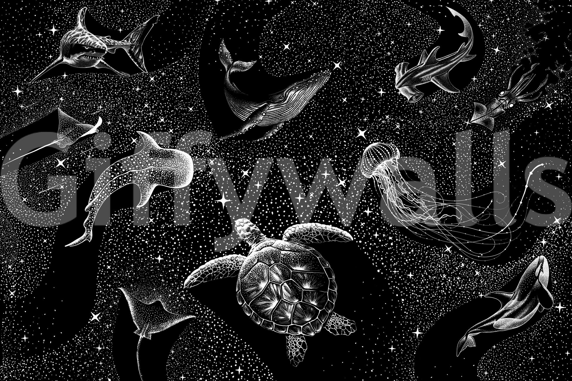 A high-quality serene ocean wall mural for walls.