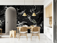 A contemplative dark ocean wallpaper mural for a feature wall.
