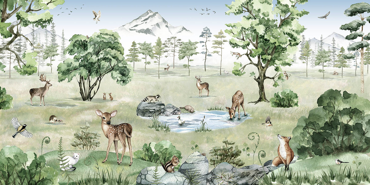 Aquarelle de cerf forêt