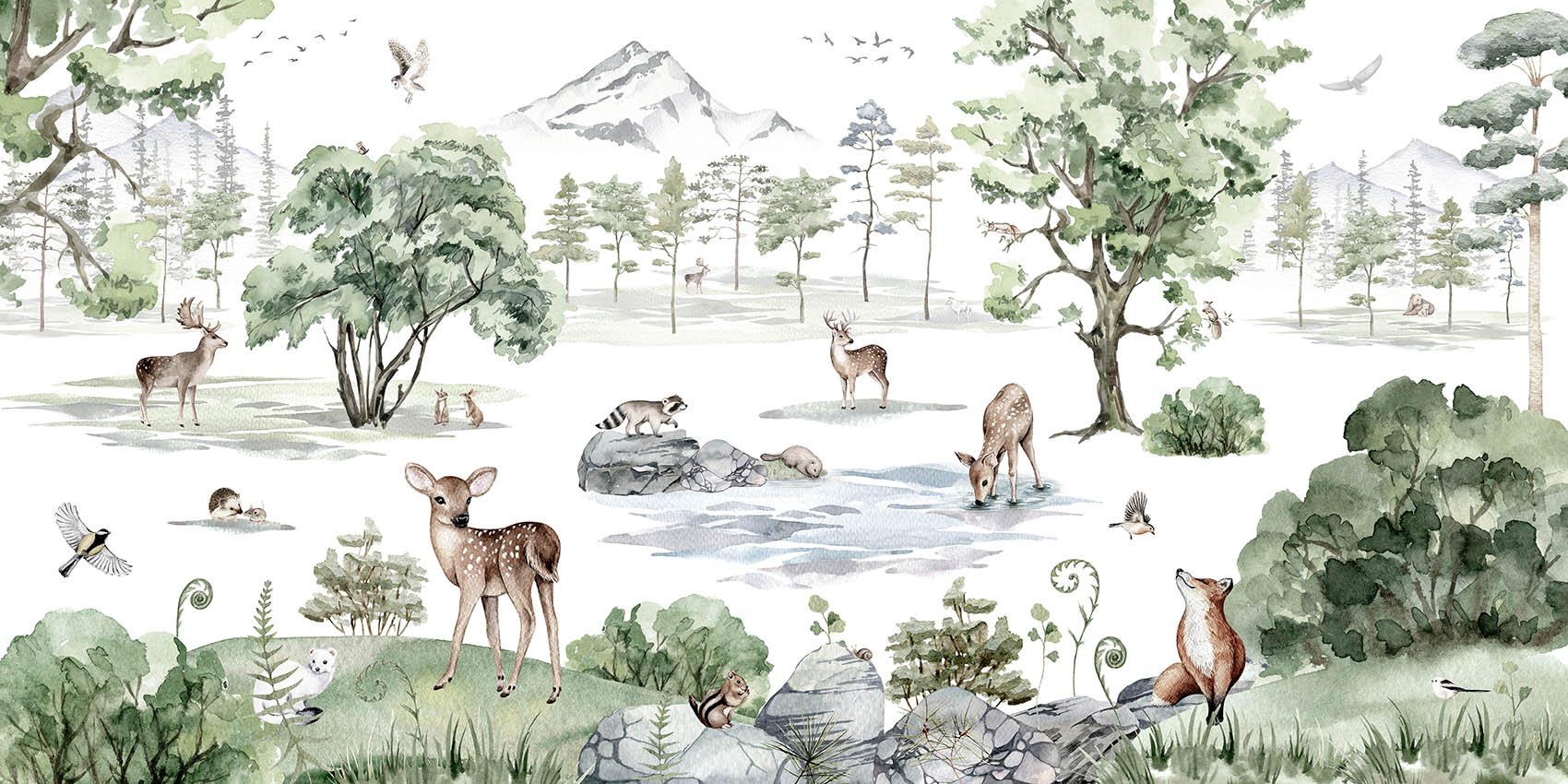 Aquarelle de cerf d'hiver