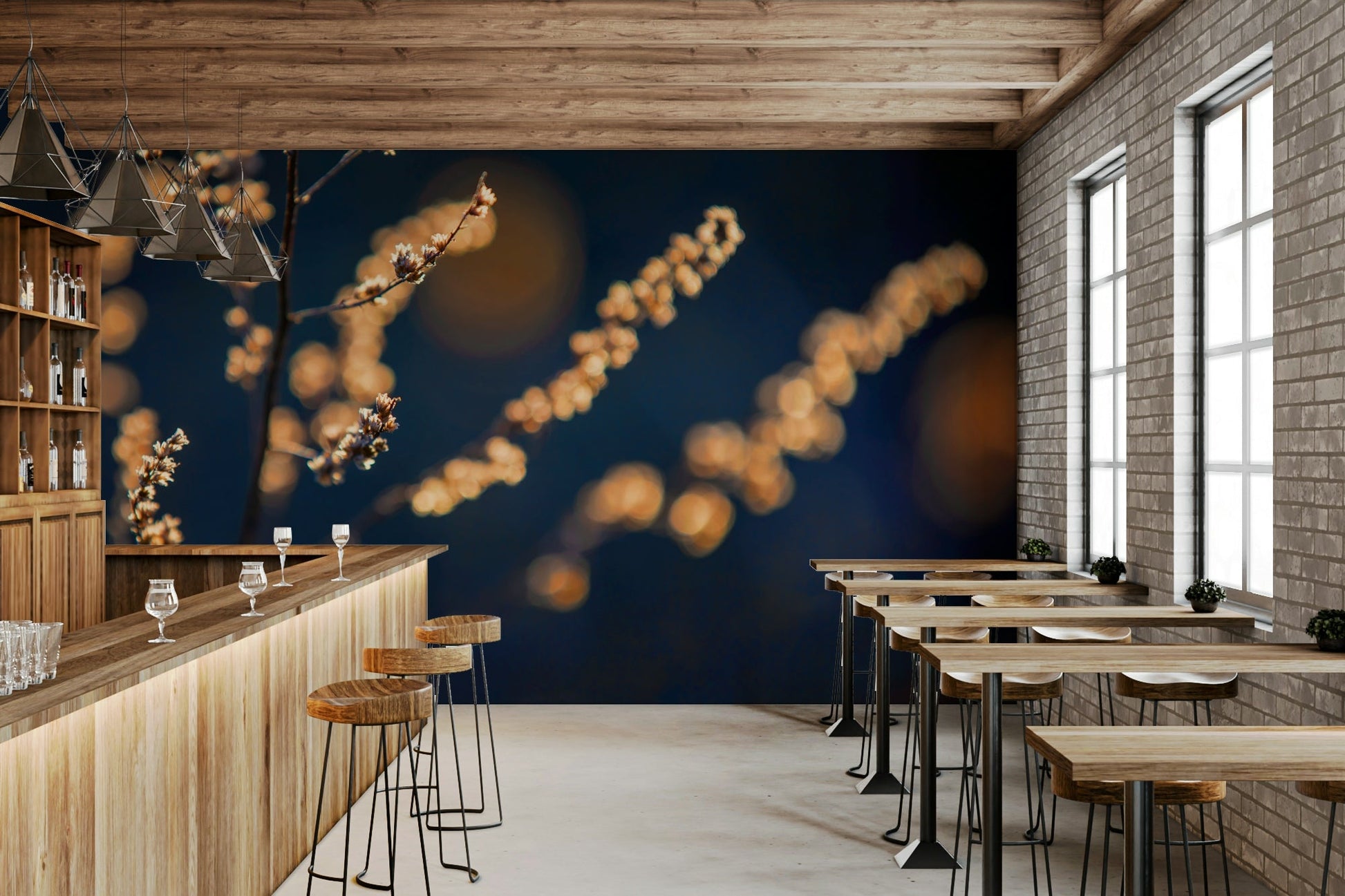 Gentle botanical mural wallpaper
