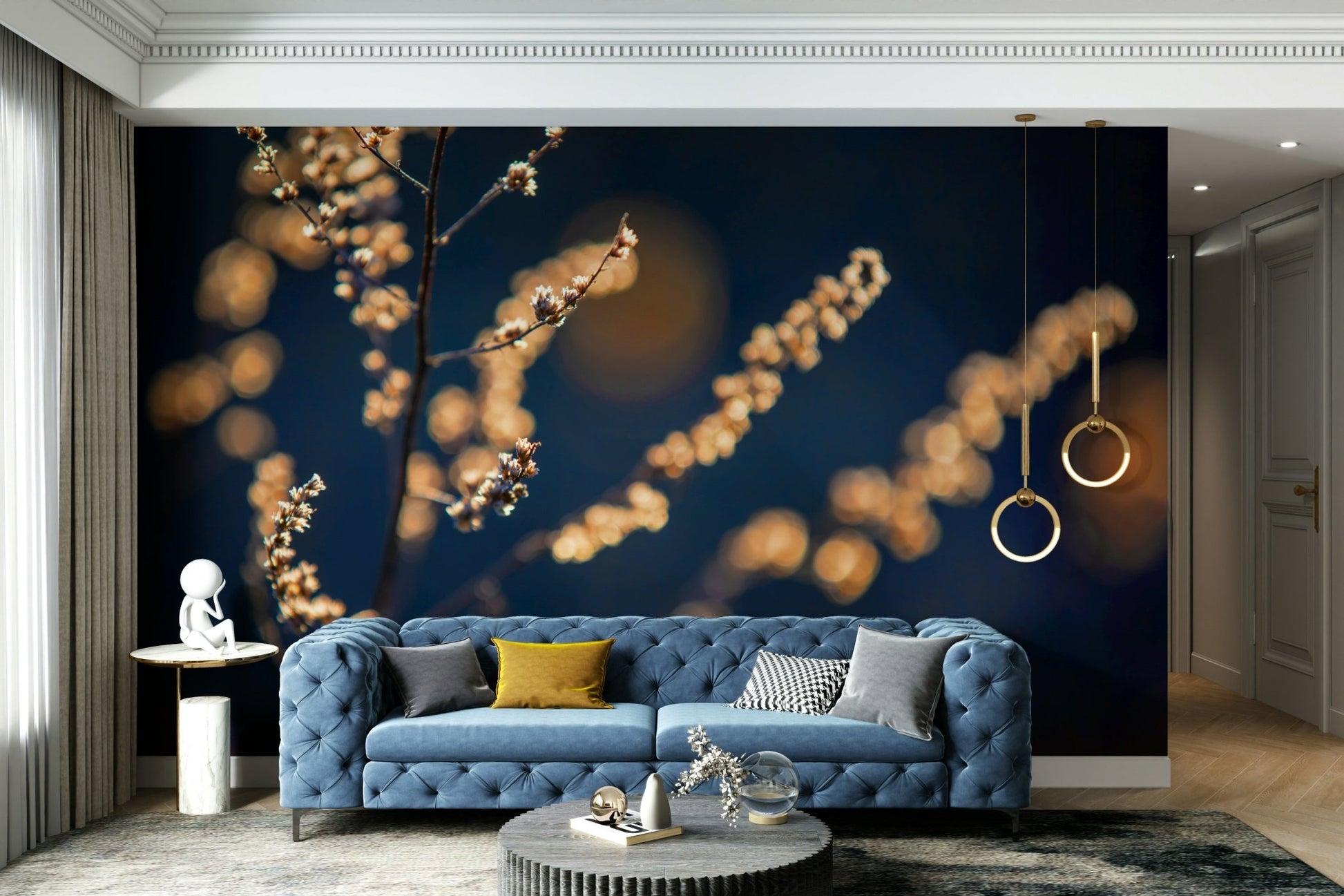 Wall mural with blurred natural tones

