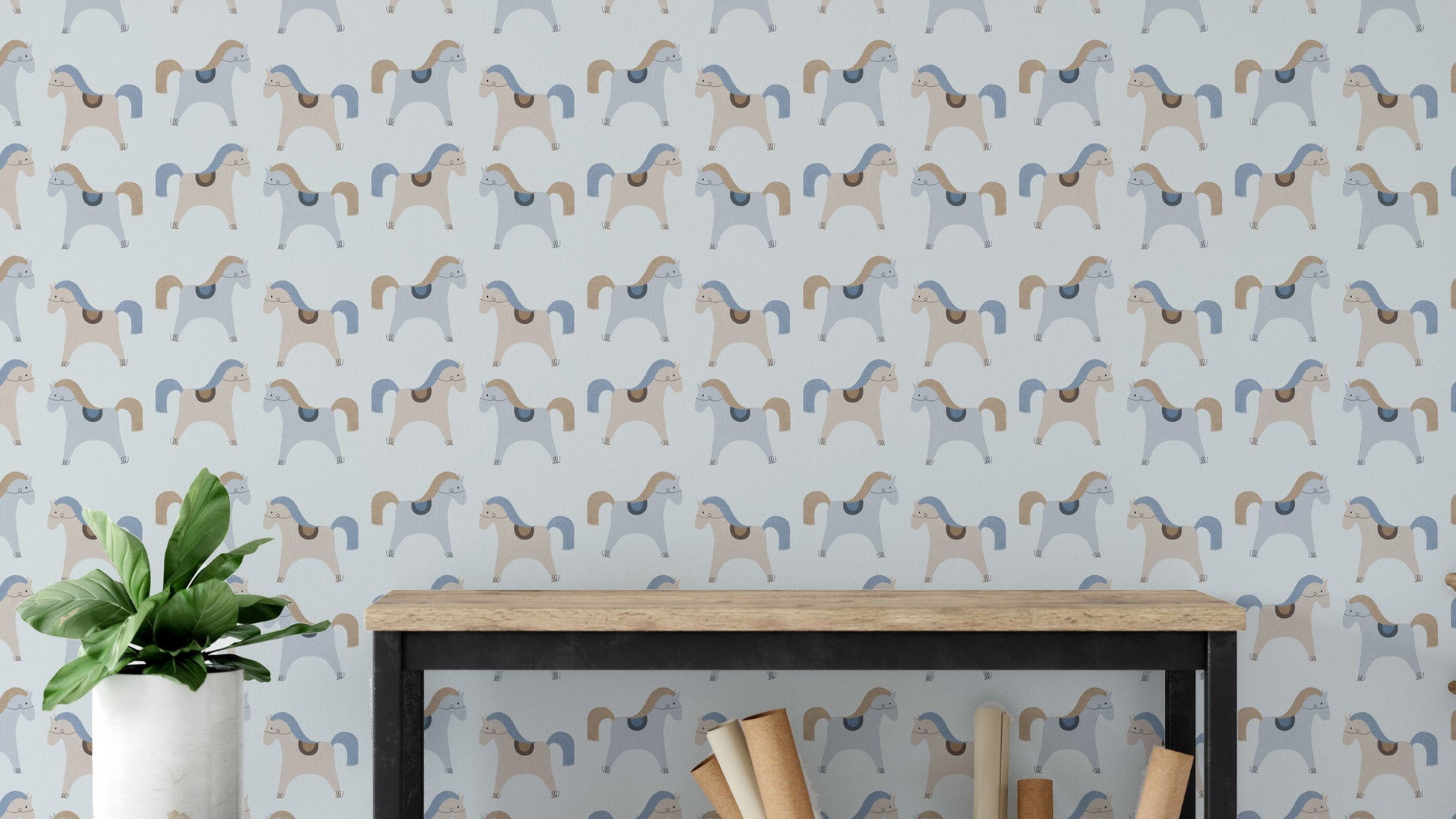 Delight Carousel wallpaper with whimsical horses

