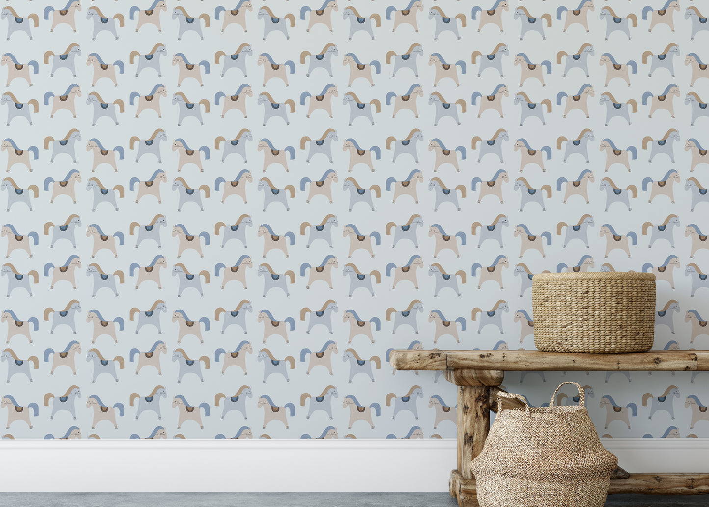 Whimsical carousel horse wallpaper for magical interiors

