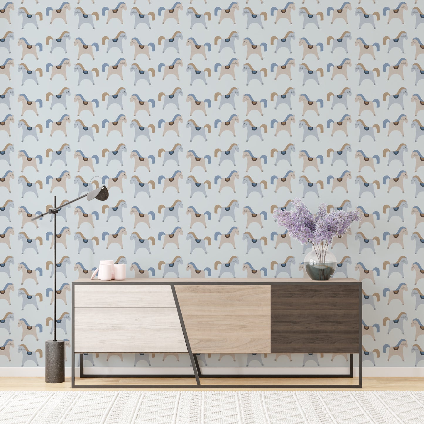 Vintage carousel wallpaper in soft pastel colors

