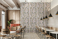 Monochrome pink hues for Denim Dreams Floral unique wallpaper.