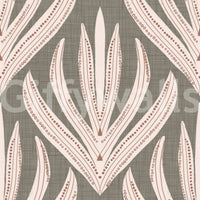 Oversized botanical wallpaper with hand-drawn desert bloom elements arranged in an elegant repeat.