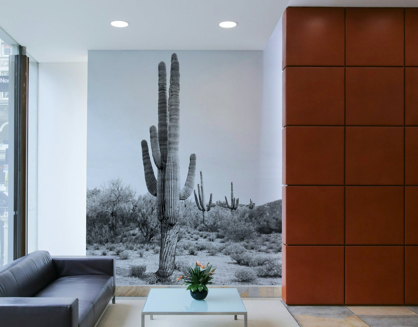Cactus design wall mural for an edgy, artistic vibe

