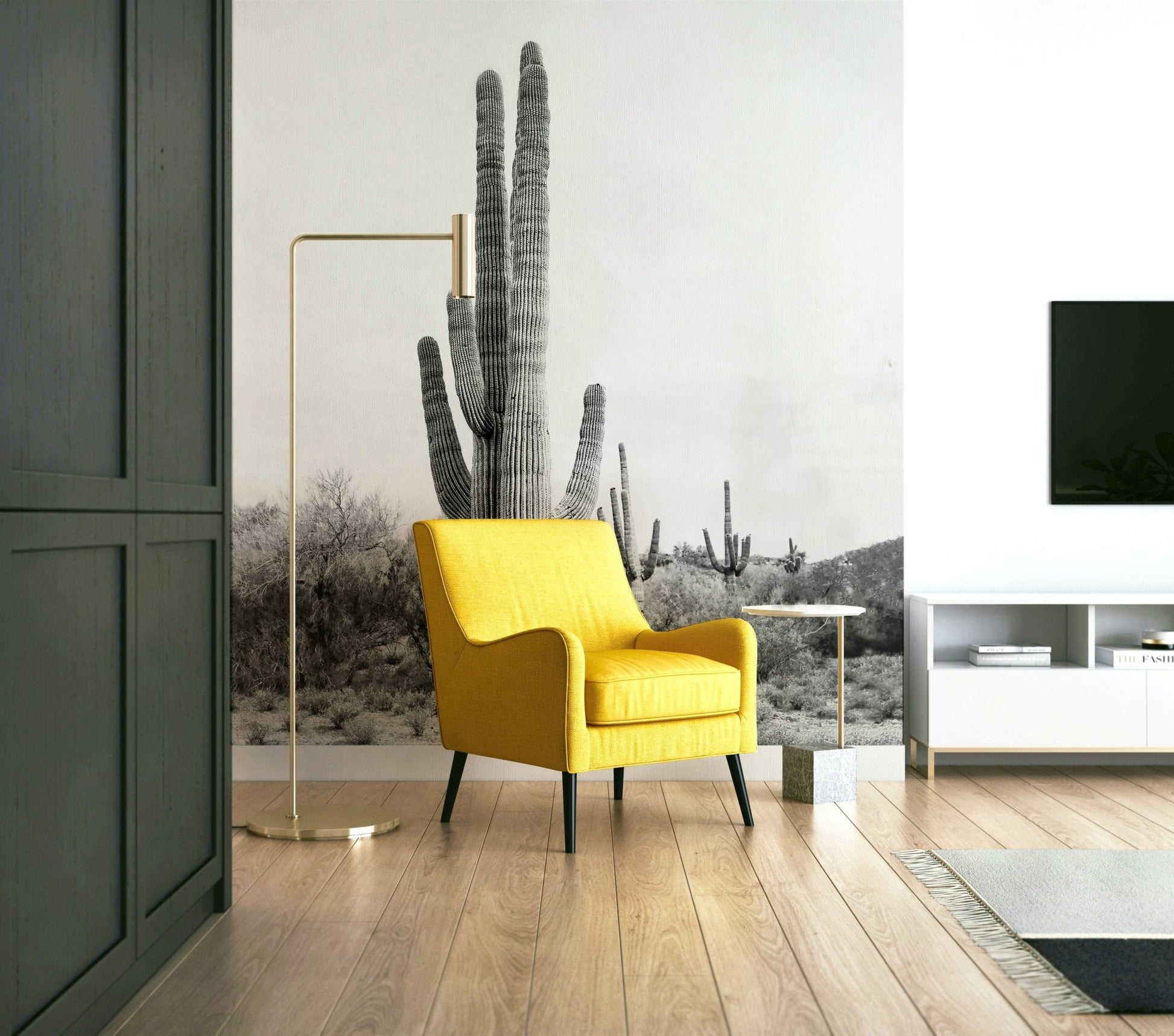Bold cactus mural wallpaper adds unique character to any room

