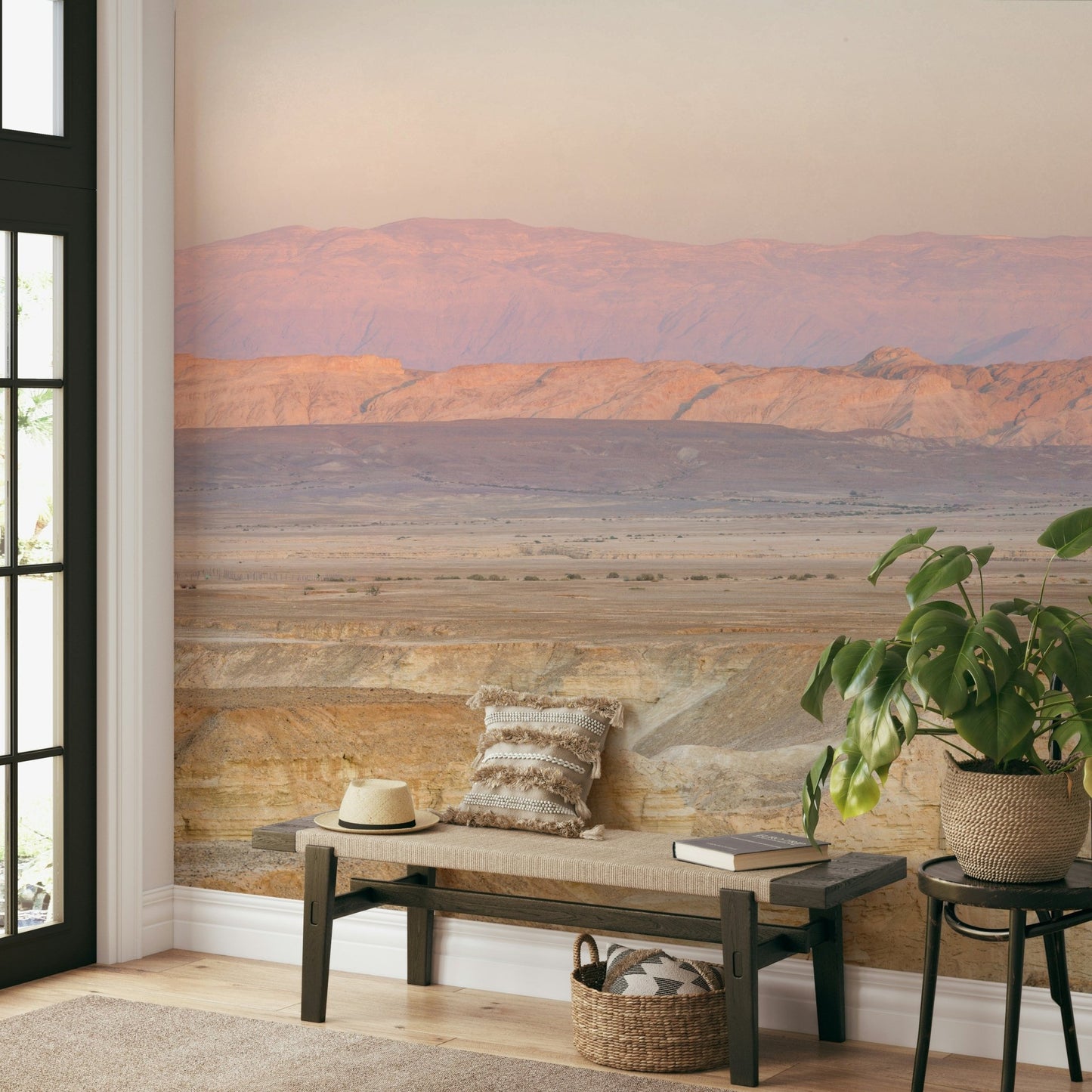 Light pink desert mural wallpaper

