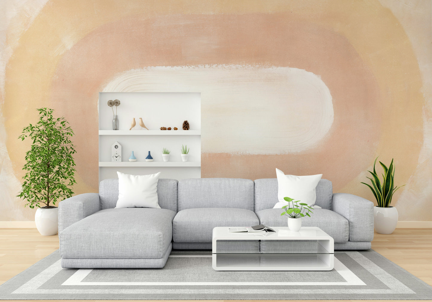 Warm hues of dawn over desert dunes wall mural


