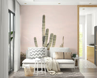 Warm desert mural with rugged desert formations

