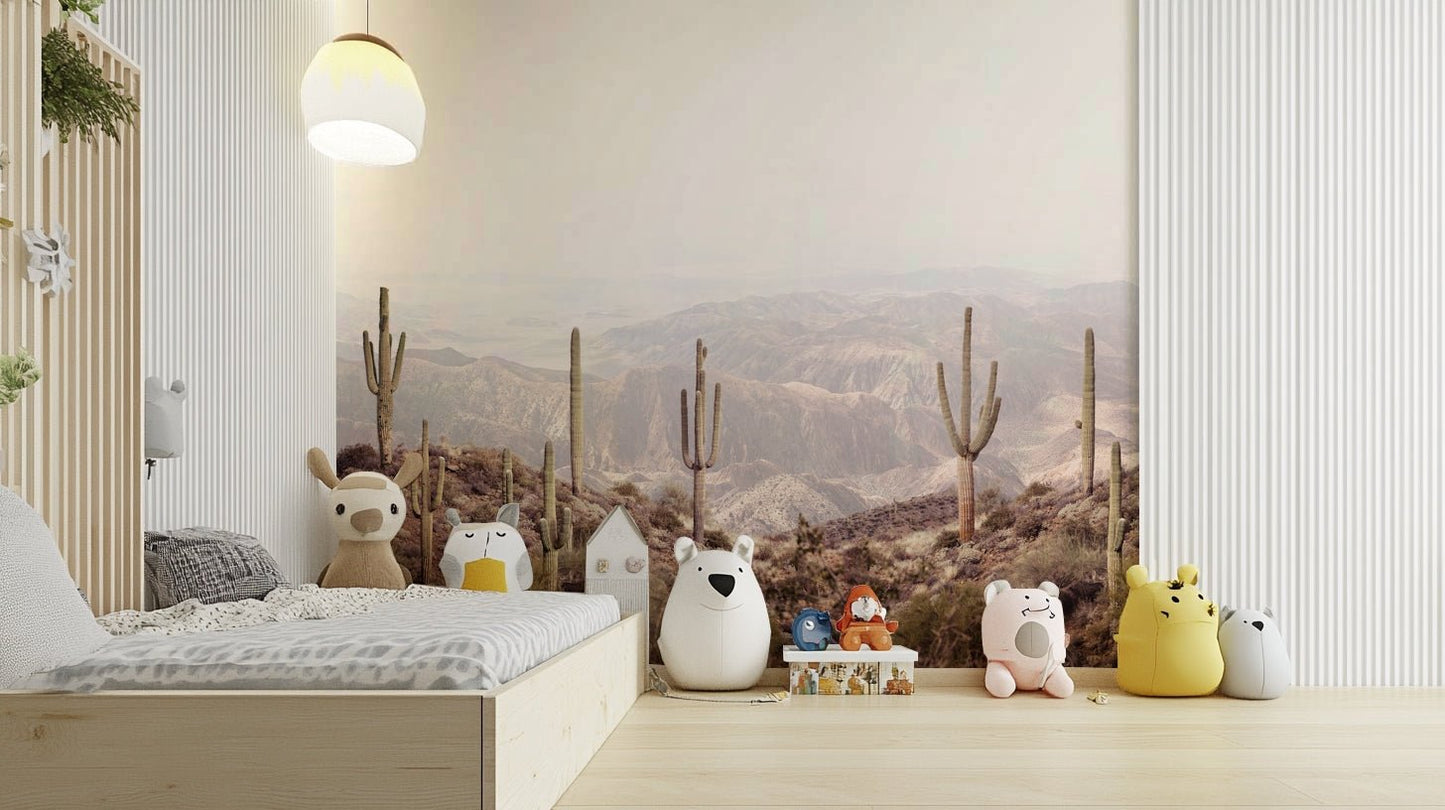 Desert vista mural for a calming and peaceful room atmosphere.

