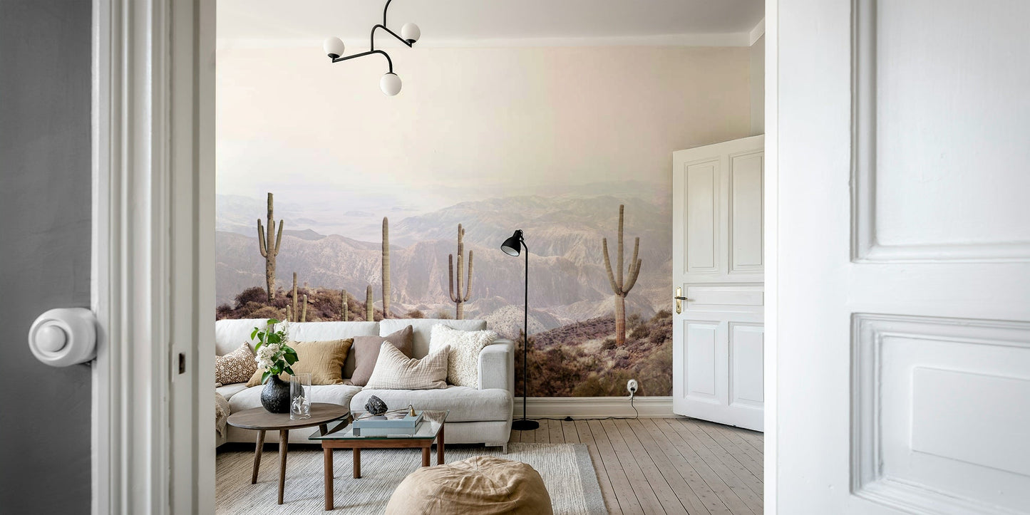 Desert vista mural creating a serene and natural home atmosphere.

