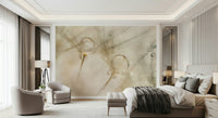 A peaceful organic liquid mural on decorative wallpaper.

