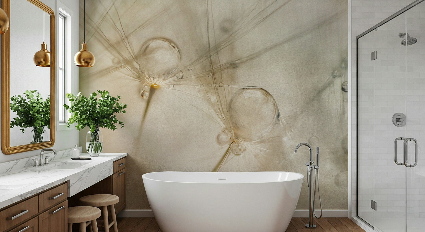 A beautiful subtle dewdrop wallpaper mural for a modern home.

