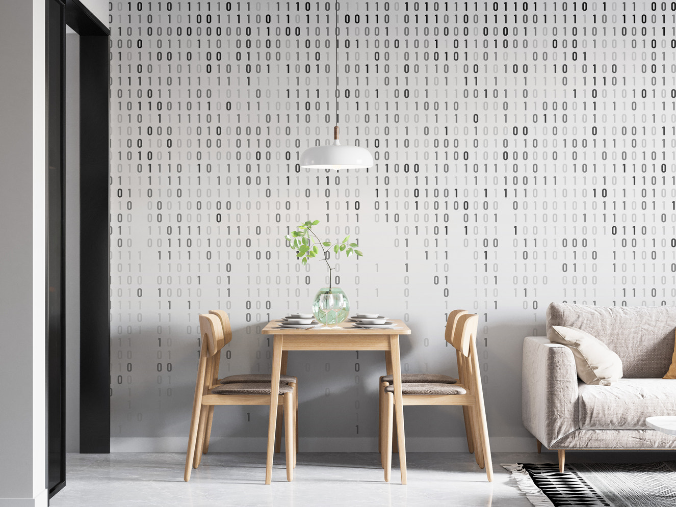 Digital Binary Code Wall Mural - Giffywalls