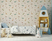 Ancient reptiles wallpaper for walls with gentle earth tones.