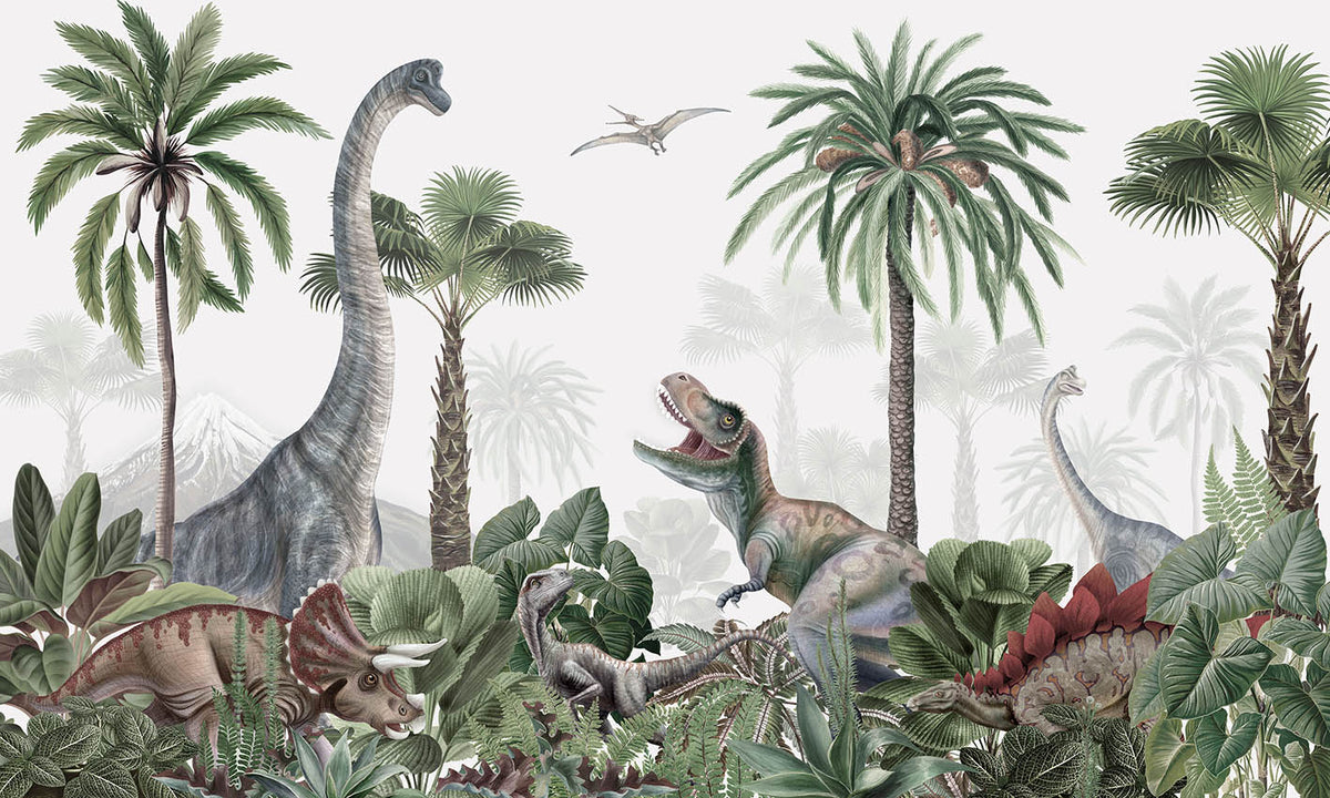 Süße Dino -Kindergarten Tapete in your room