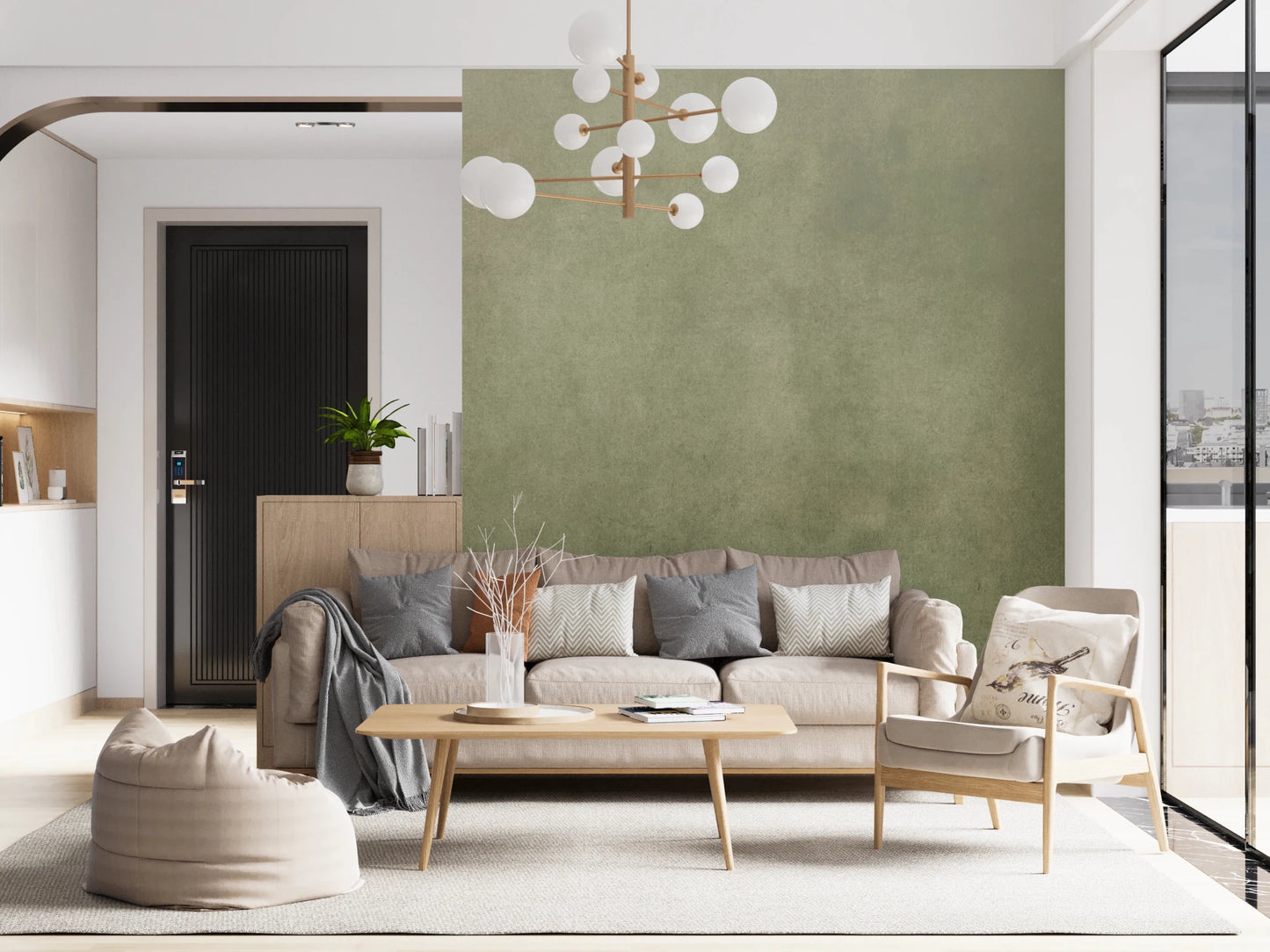 Dirty Paper - Ombre Olive Wall Mural