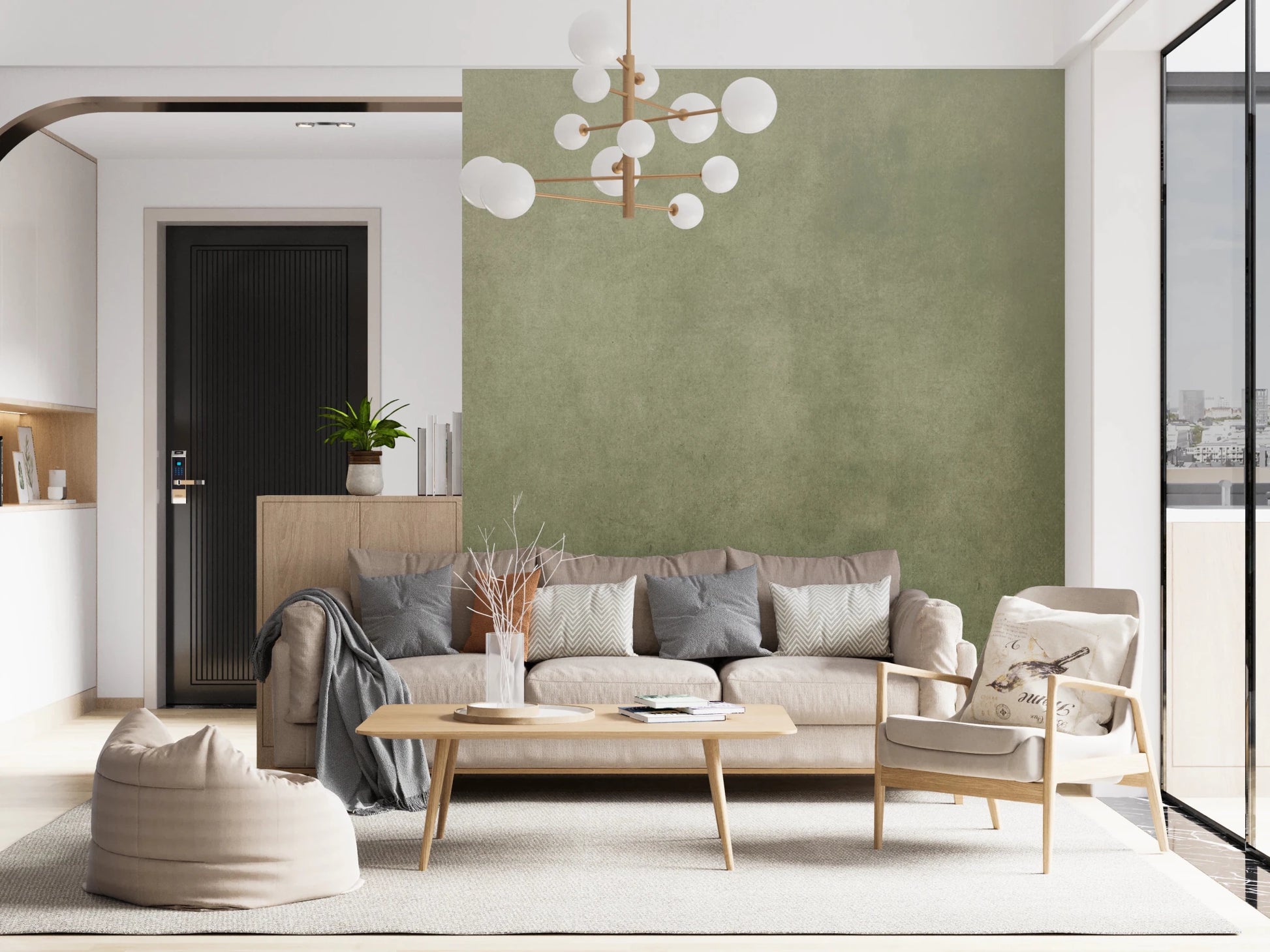 Dirty Paper - Ombre Olive Wall Mural