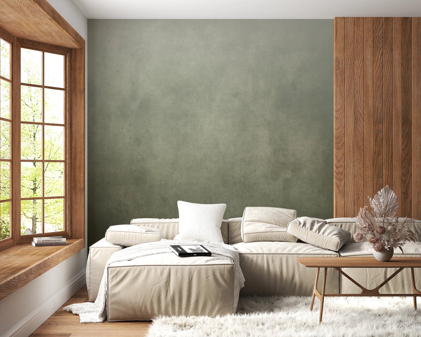 Dirty Paper - Ombre Sage Wall Mural
