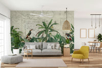Exotic bird and botanical wallpaper for walls
