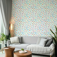 Cheerful ditsy flowers wallpaper for kids room

