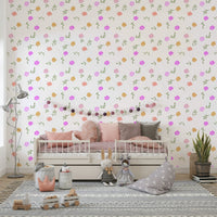 A calming floral design wallpaper mural that defines a space.


