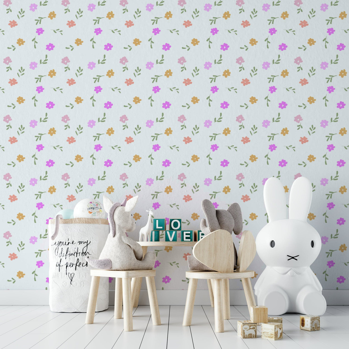 A serene subtle flower wall mural for your decor.

