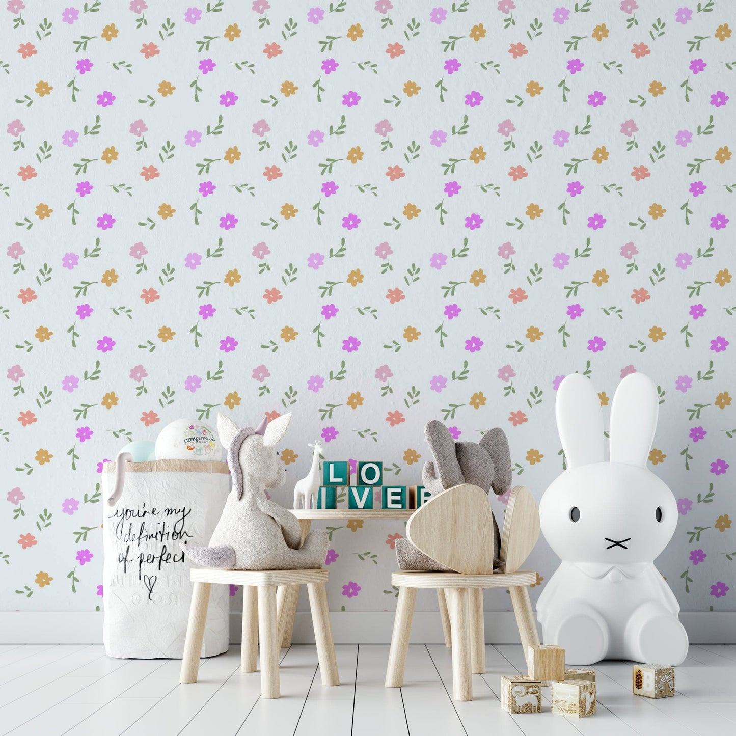 A serene subtle flower wall mural for your decor.

