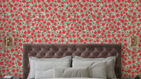 Soft pink ditsy floral wallpaper for charming room decor

