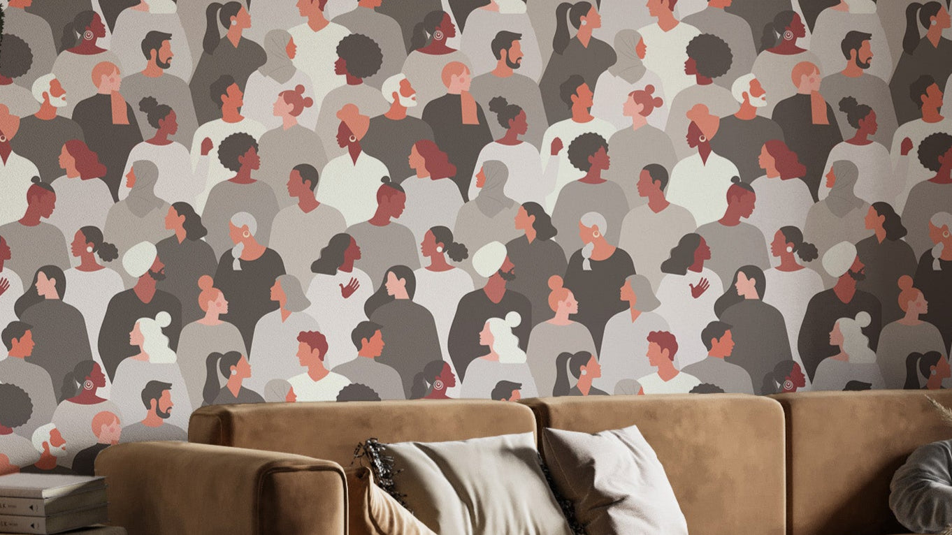 Unity and diversity crowd art design wallpaper