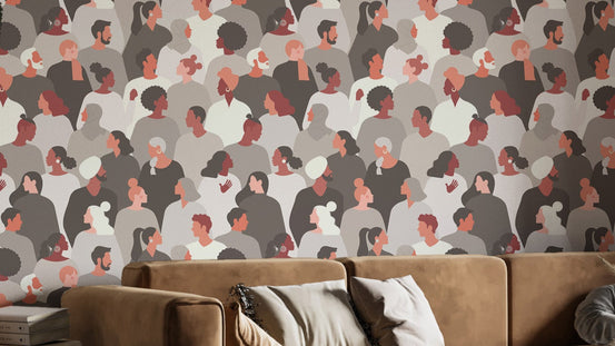 Unity and diversity crowd art design wallpaper