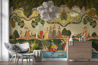 Floral trees and serene lakes in the Divine Garden mural
