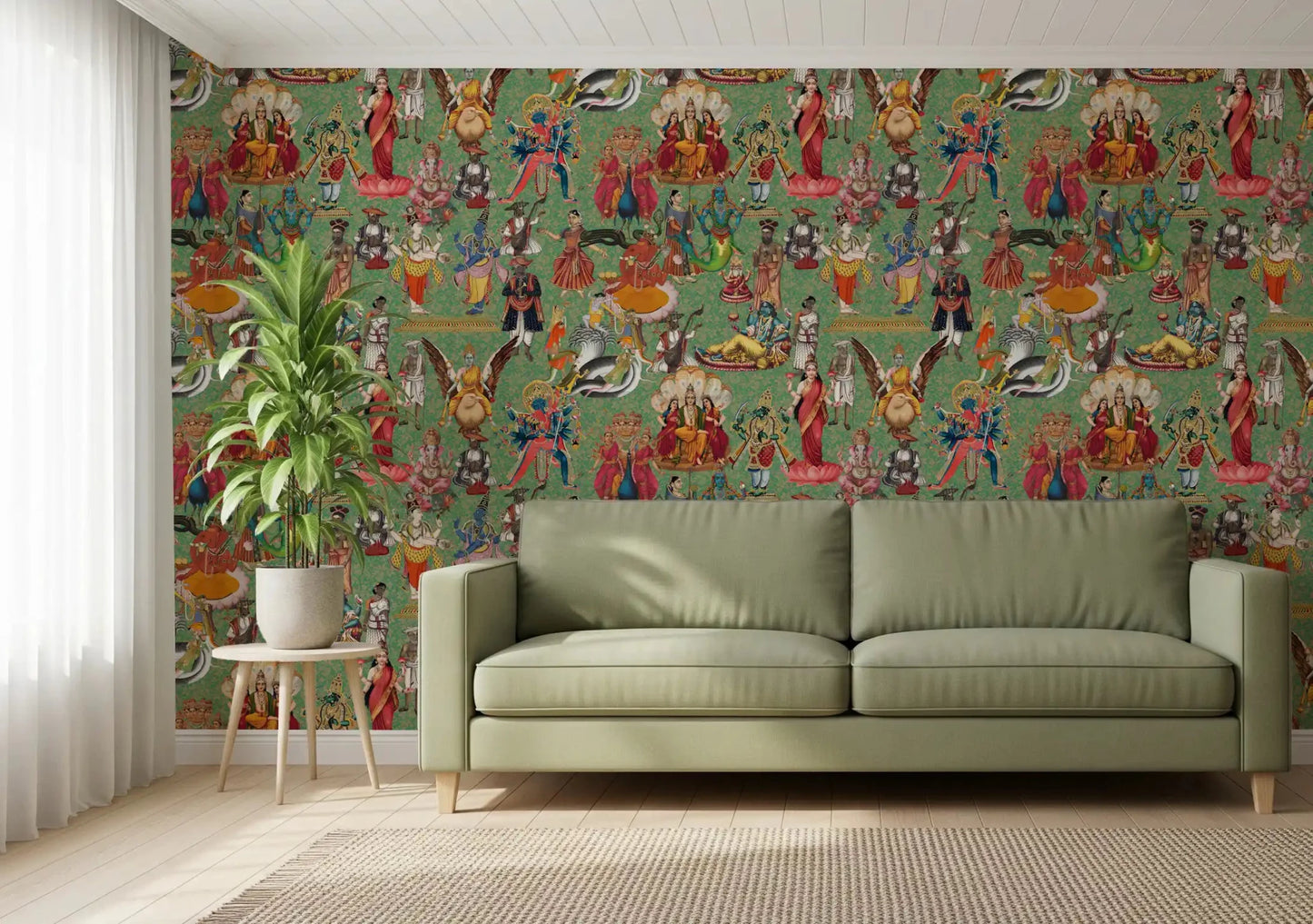 Divine Pantheon: A Tapestry of Hindu Deities Wall Mural