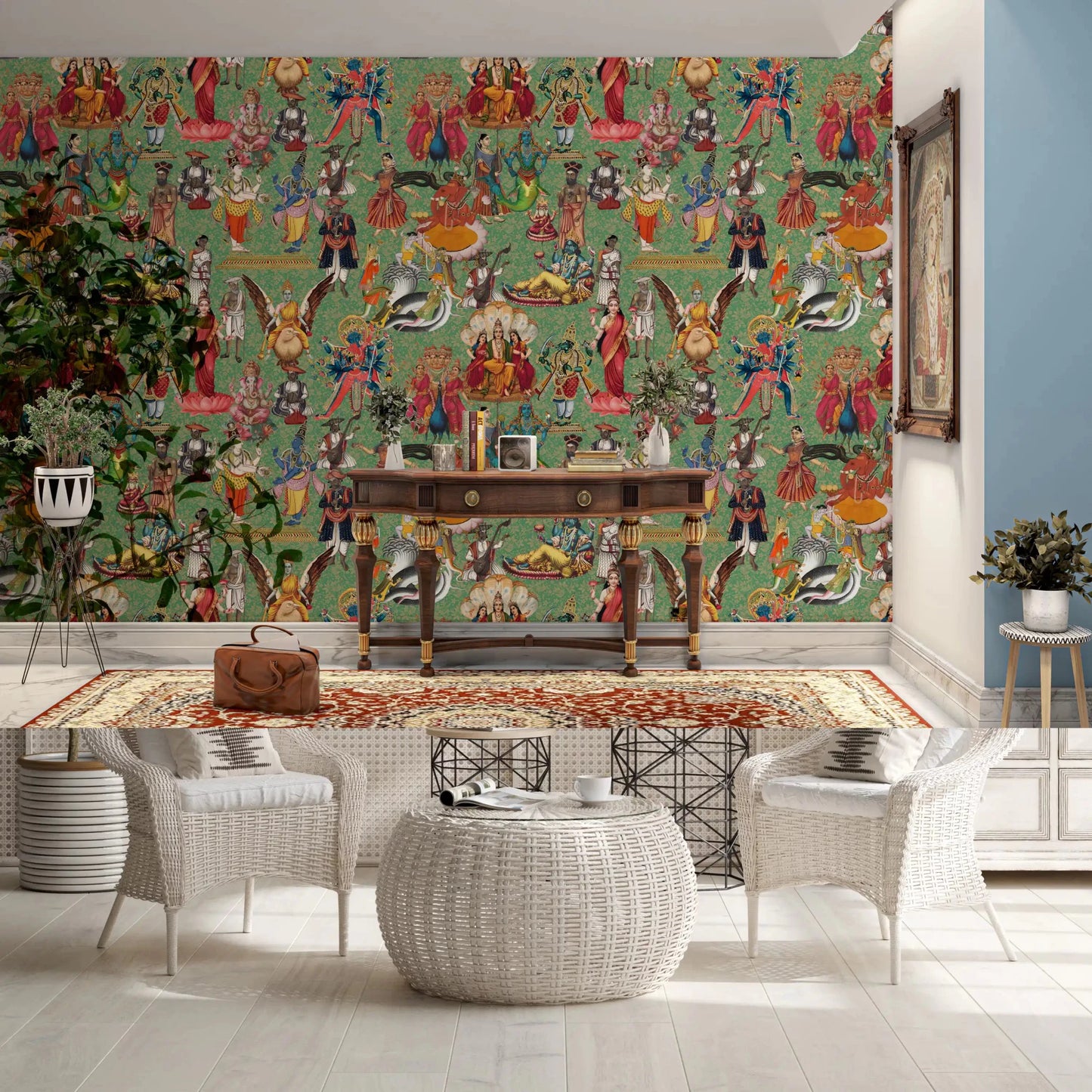 Divine Pantheon: A Tapestry of Hindu Deities Wall Mural