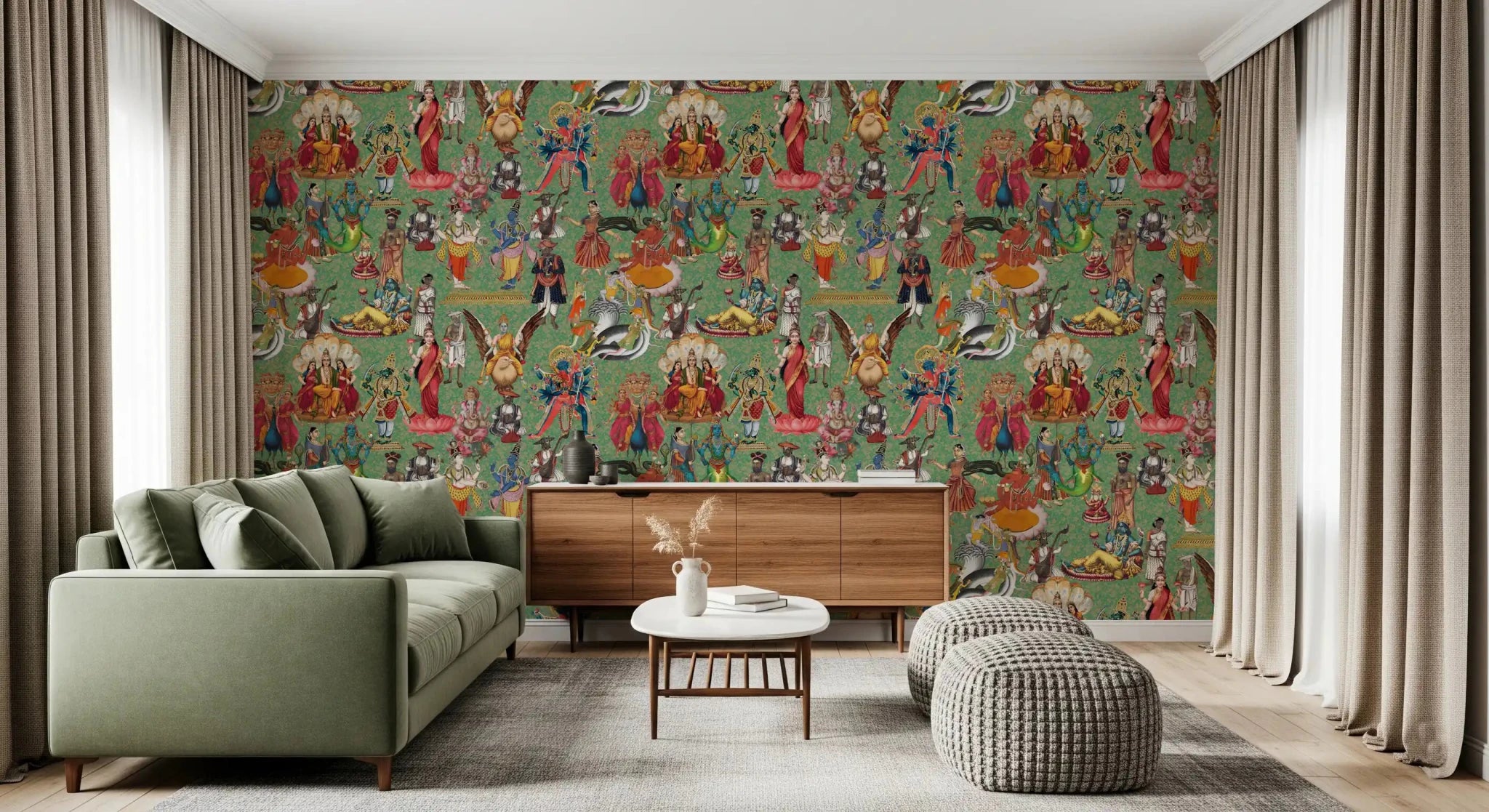 Divine Pantheon Hindu Deities Wall Mural - Cultural Design