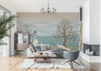 Pastel color Krishna Divine Serenity Garden Wall Mural