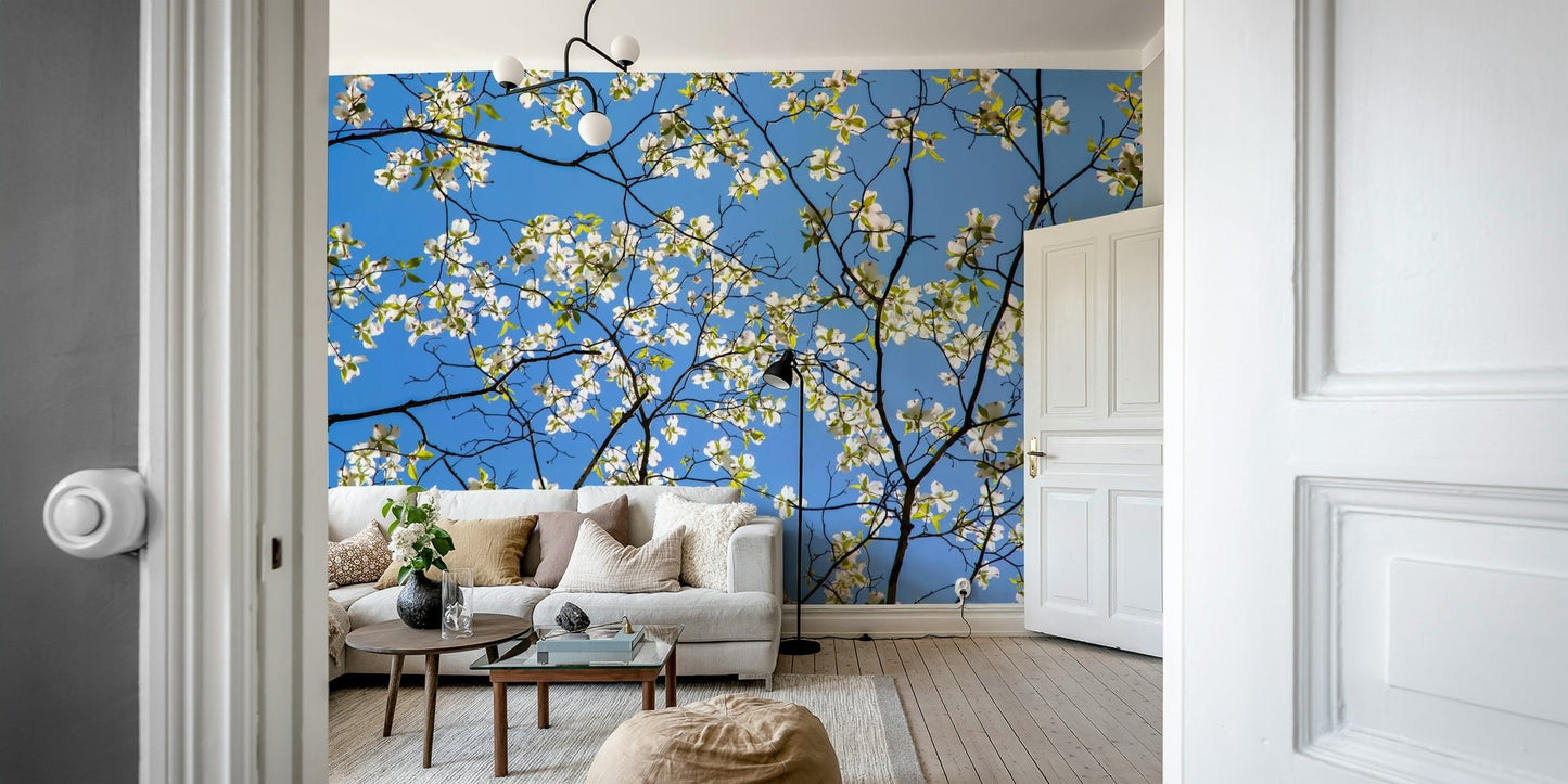Nature-inspired wall design with floral touch

