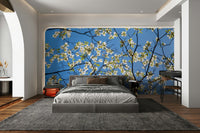Soft floral mural for airy interiors
